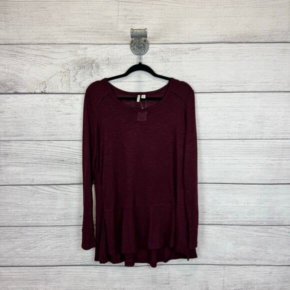 Cato Women's Maroon Soft Fall Long Sleeve Tunic Top Size Large - Picture 1 of 8